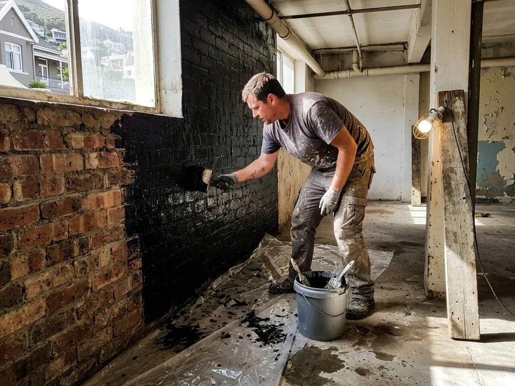 Below-grade basement and foundation waterproofing on a sloped Cape Town property